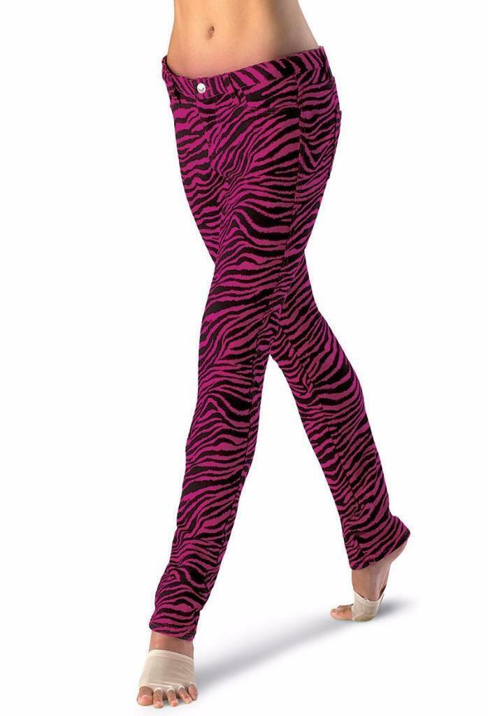 Pre-Owned Pants Jeggings Small Adult Turquoise Zebra Weissman AH3822 Hip Hop Jazz Tap
