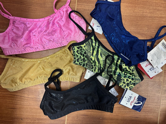 New Sports Bra Capezio Metallic Prints 10020 Multiple Colors Sizes