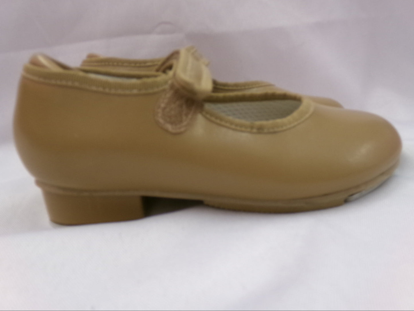 Pre-Owned Tap Shoes Revolution Girls 13M Tan Mary Jane Leather Loop Strap
