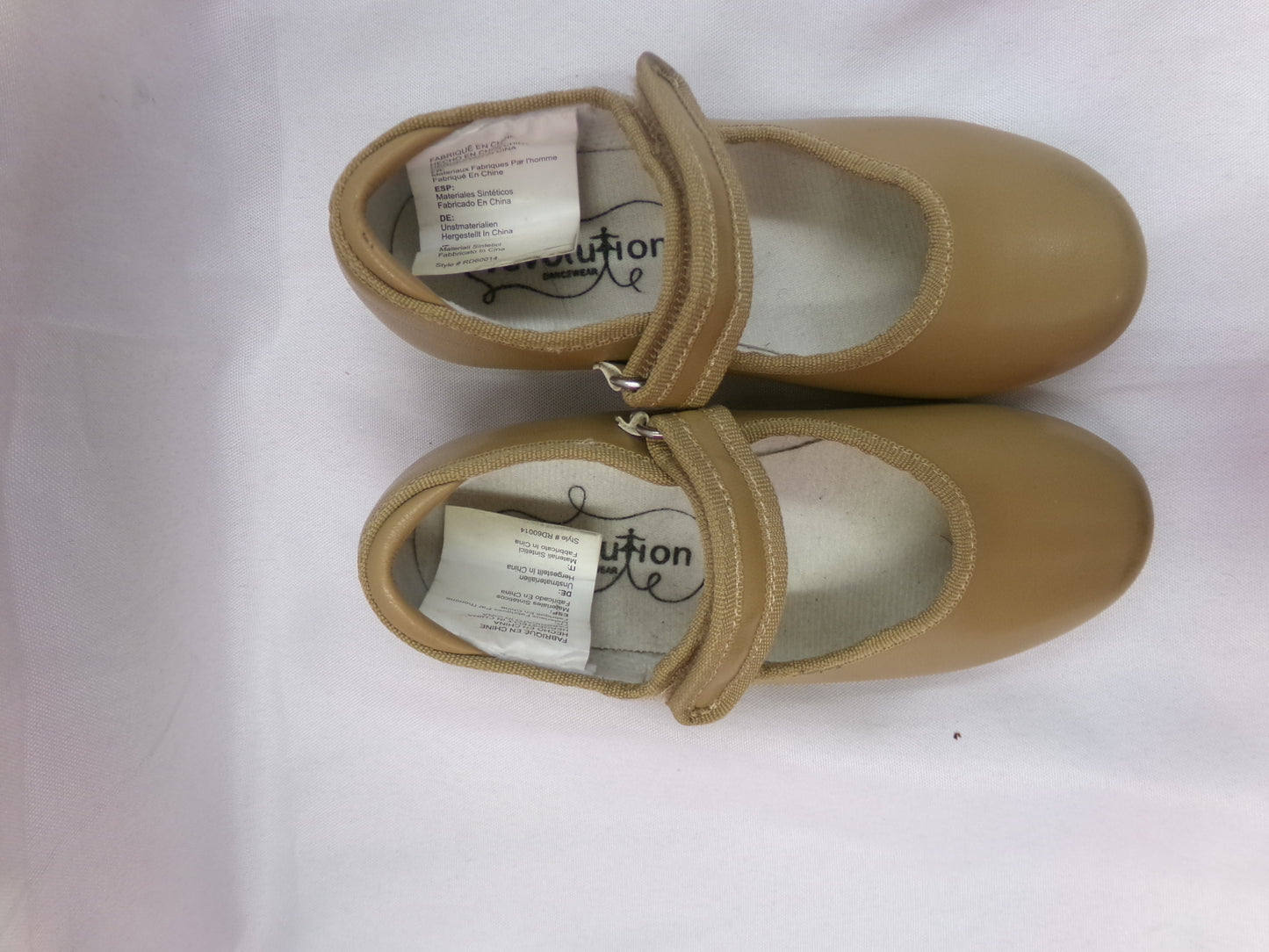 Pre-Owned Tap Shoes Revolution Girls 13M Tan Mary Jane Leather Loop Strap