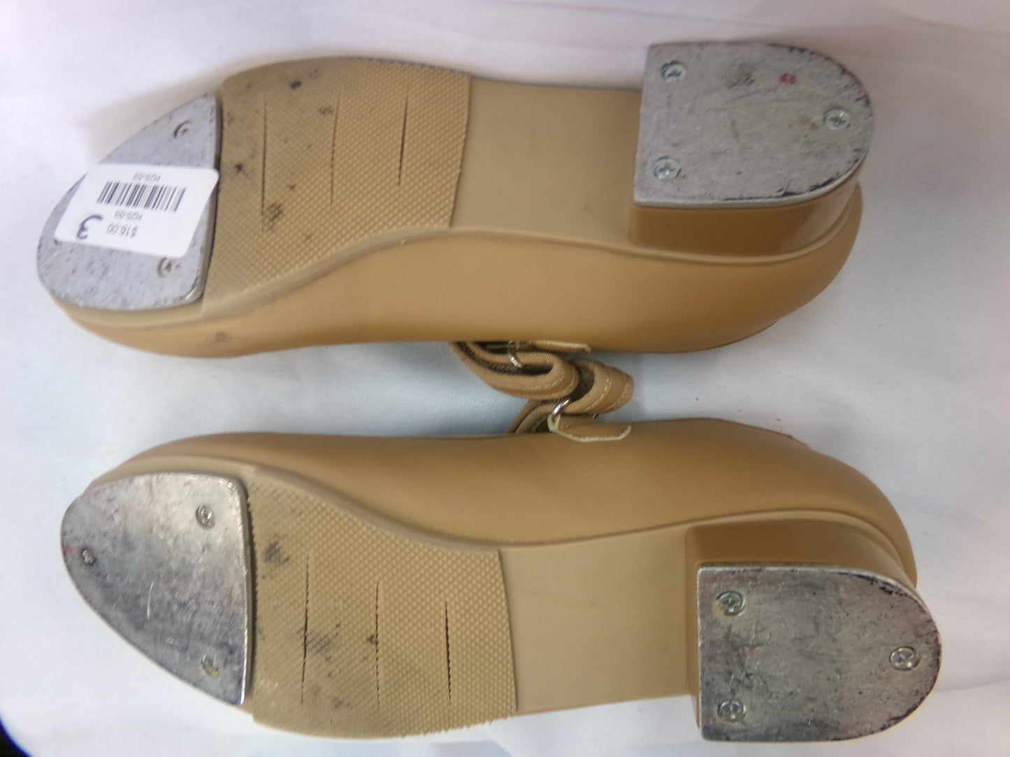 Pre-Owned Dance Tap Shoes Stelle Kids 3M Mary Jane easy Strap Tan
