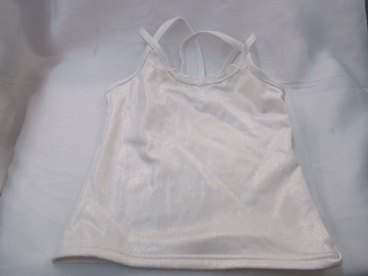 Pre-Owned Top XS Child White Capezio Jazz Tap Ruffle Sparkle