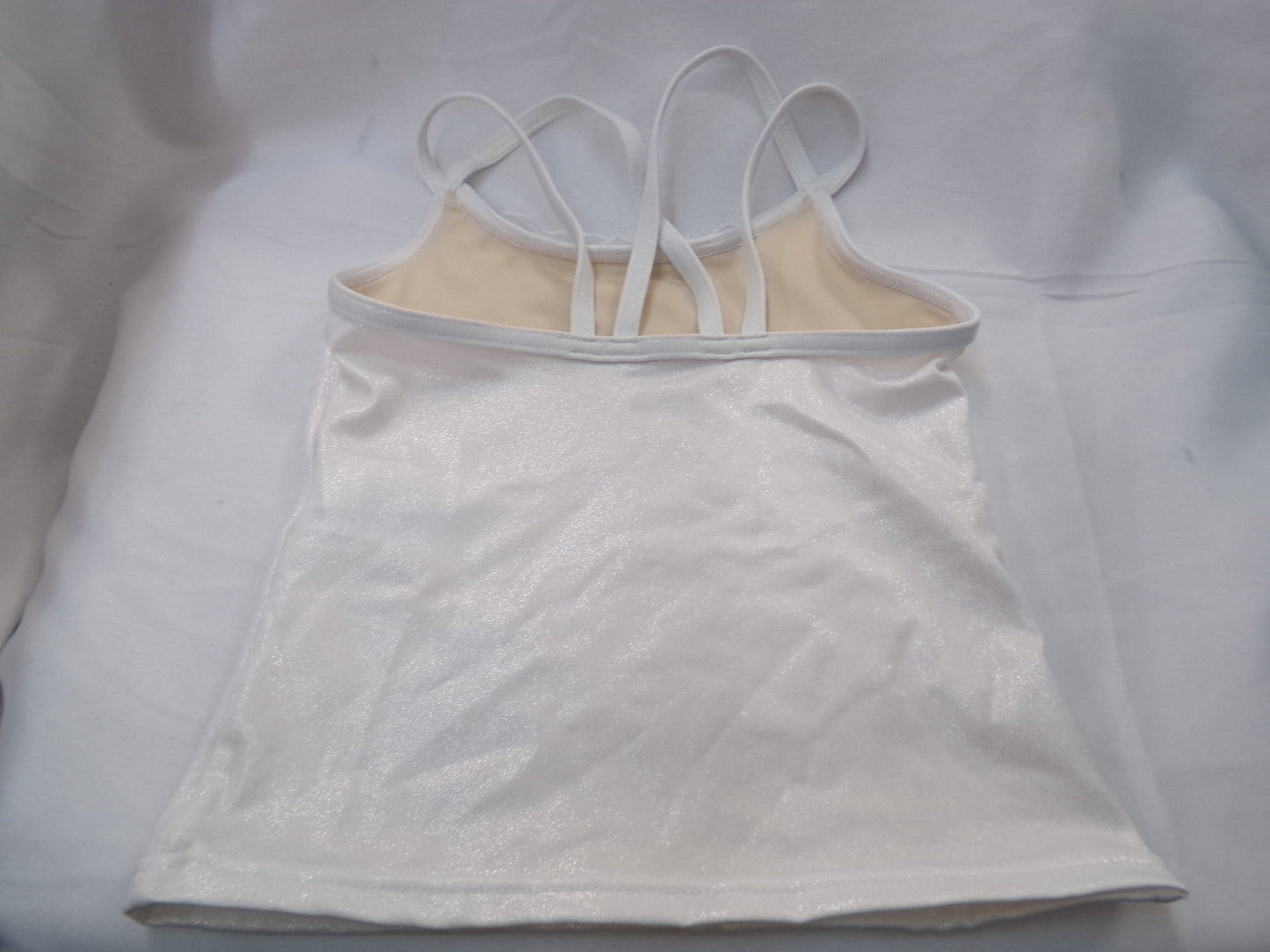 Pre-Owned Top XS Child White Capezio Jazz Tap Ruffle Sparkle