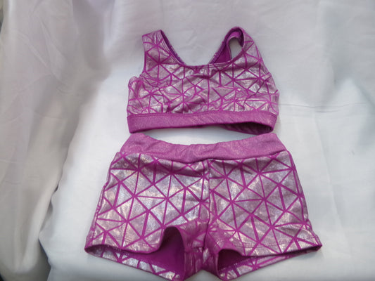 Pre-Owned Short And Top Set More Than Magic X-Small Child 4/5 Purple Silver Pattern