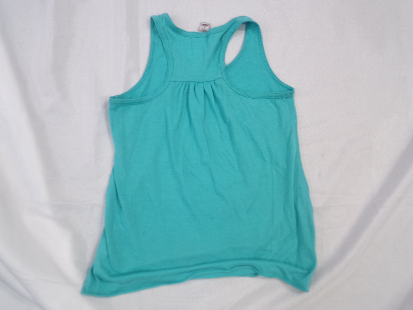 Pre-Owned Bella Canvas Tank With Printed Writing Dance Teal Medium Child