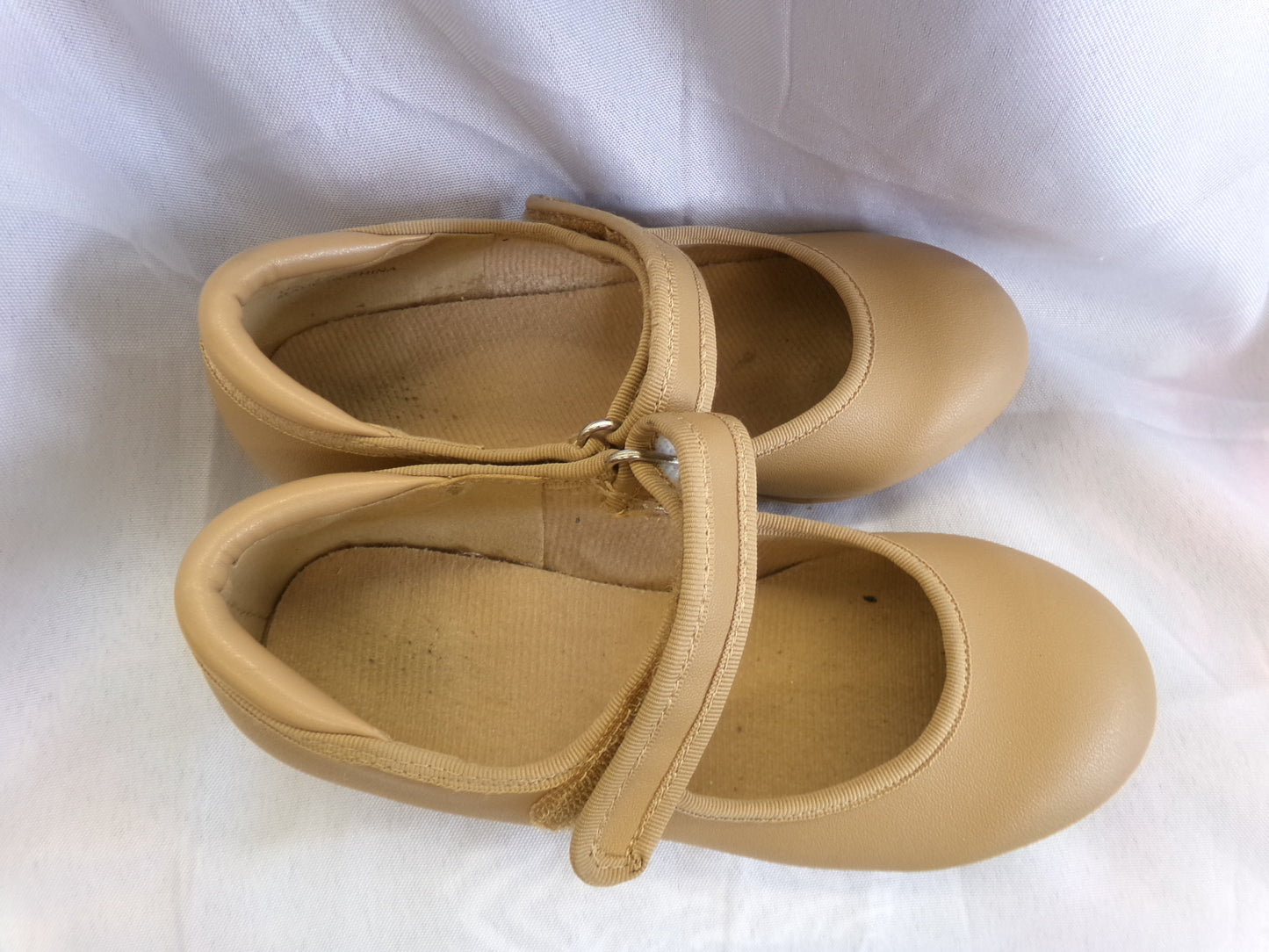 Pre-Owned Tap Shoes Child 12.5C Tan Mary Jane Leather Loop Strap
