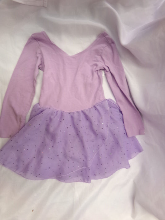 Pre-Owned Leotard Dress Long Sleeve Lavender Medium Child Heart Back