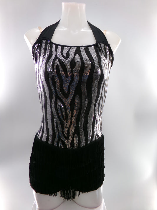 Pre-Owned Costume Small Adult Black Weissman 6434 Jazz Tap Clogging Musical Theater Zebra Stripes