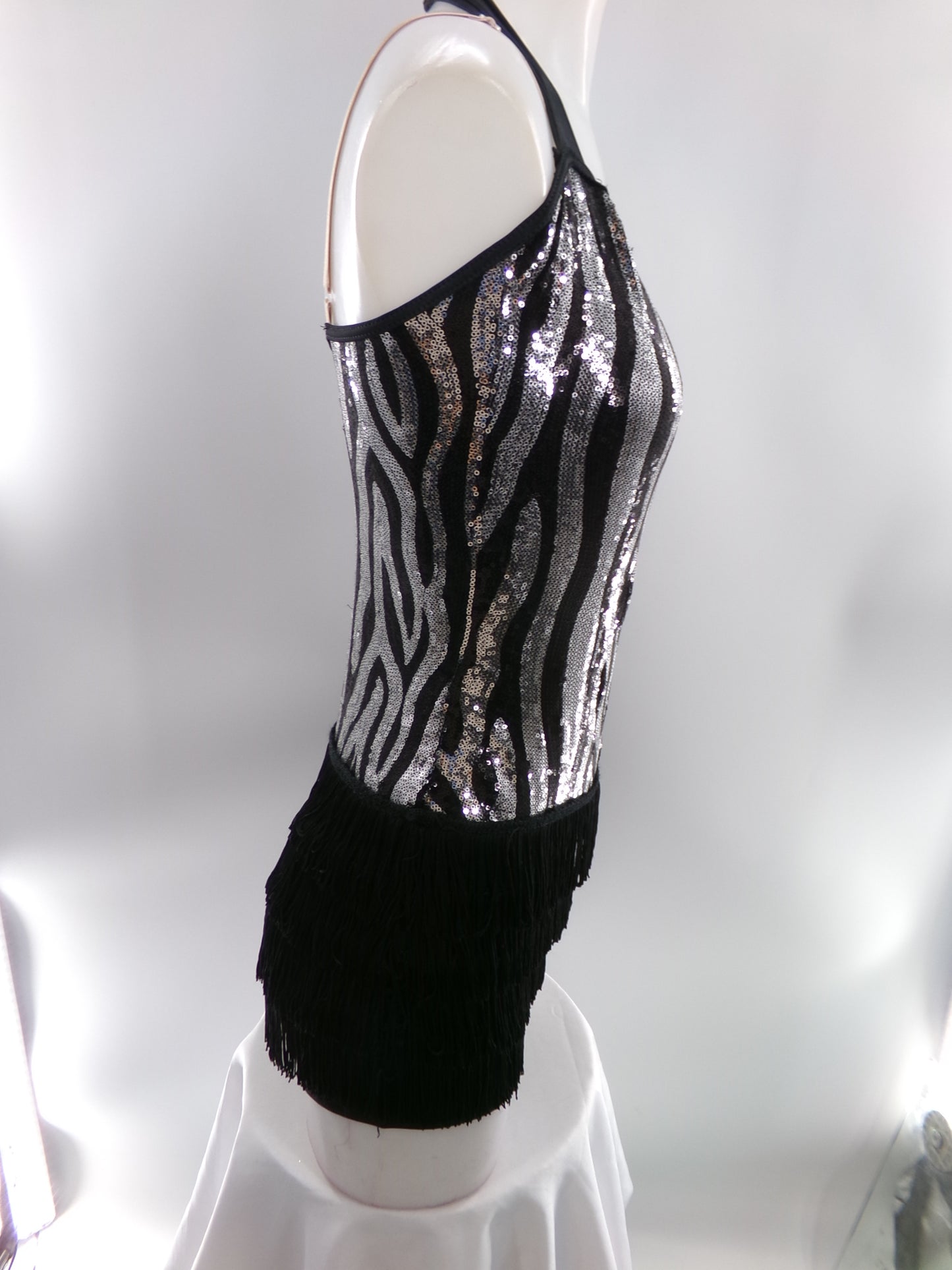 Pre-Owned Costume Small Adult Black Weissman 6434 Jazz Tap Clogging Musical Theater Zebra Stripes