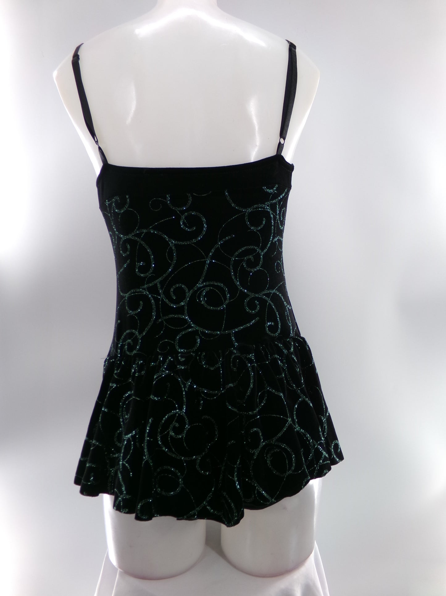 Pre-Owned Costume Large Adult Black Costume Gallery Jazz Ballet Contemporary Glitter Dress Floral