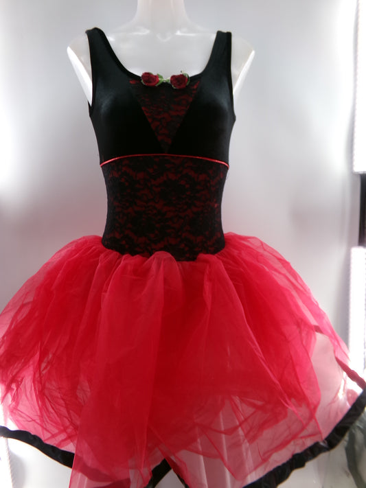 Pre-Owned Costume Medium Adult Red Curtain Call E2302 Ballet Pointe YAGP Lace Tutu Floral