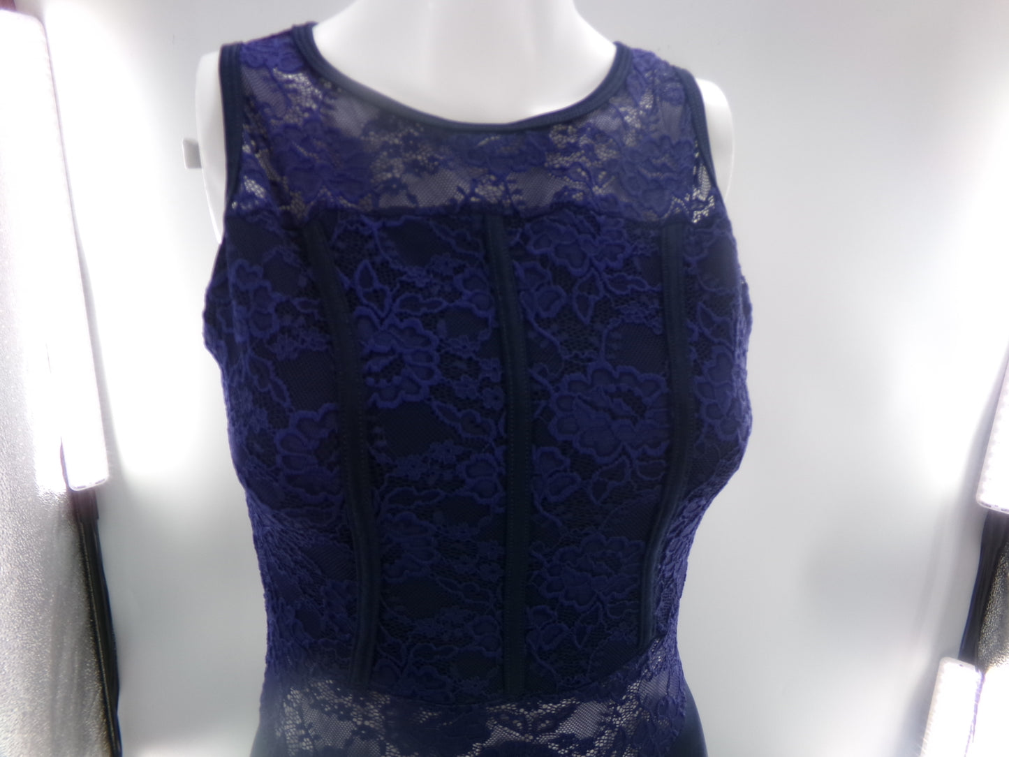 Pre-Owned Costume Medium Adult Blue Curtain Call J4983 Jazz Contemporary Acro Unitard Lace Cutouts