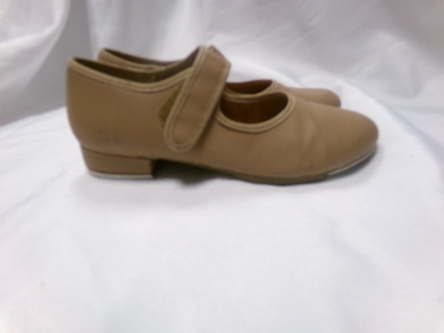 Pre-Owned Tap Shoes Youth 4 Tan Mary Jane Leather Loop Strap
