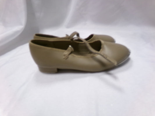 Pre-Owned Tap Shoes Youth 11.5 Tan Mary Jane Leather Loop Strap