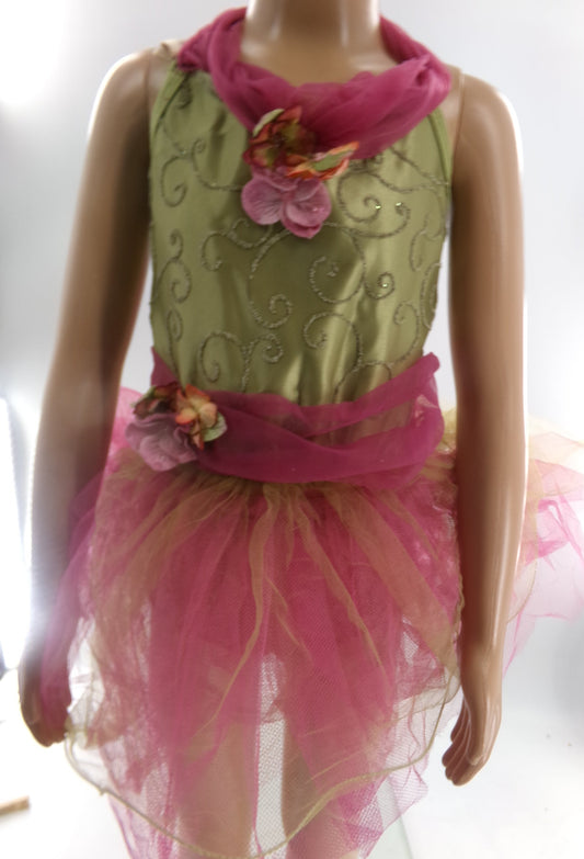 Pre-Owned Costume Small Child Green Curtain Call E1393 Ballet Dress Up Pageant Satin Floral Beading Tutu