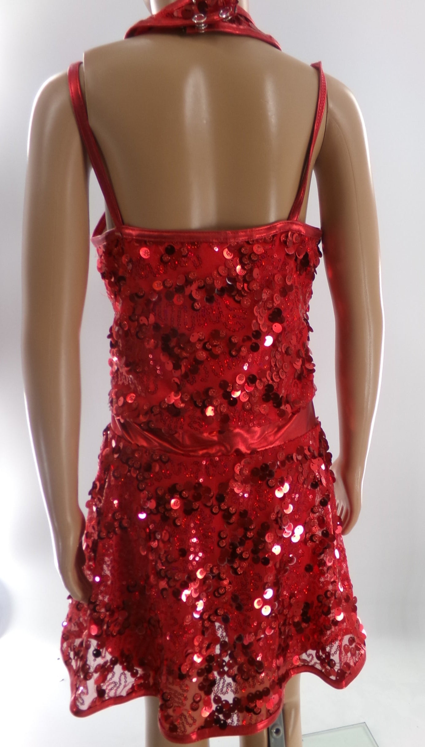 Pre-Owned Costume Small Adult Red Unknown Jazz Tap Clogging Musical Theater Sequins Dress