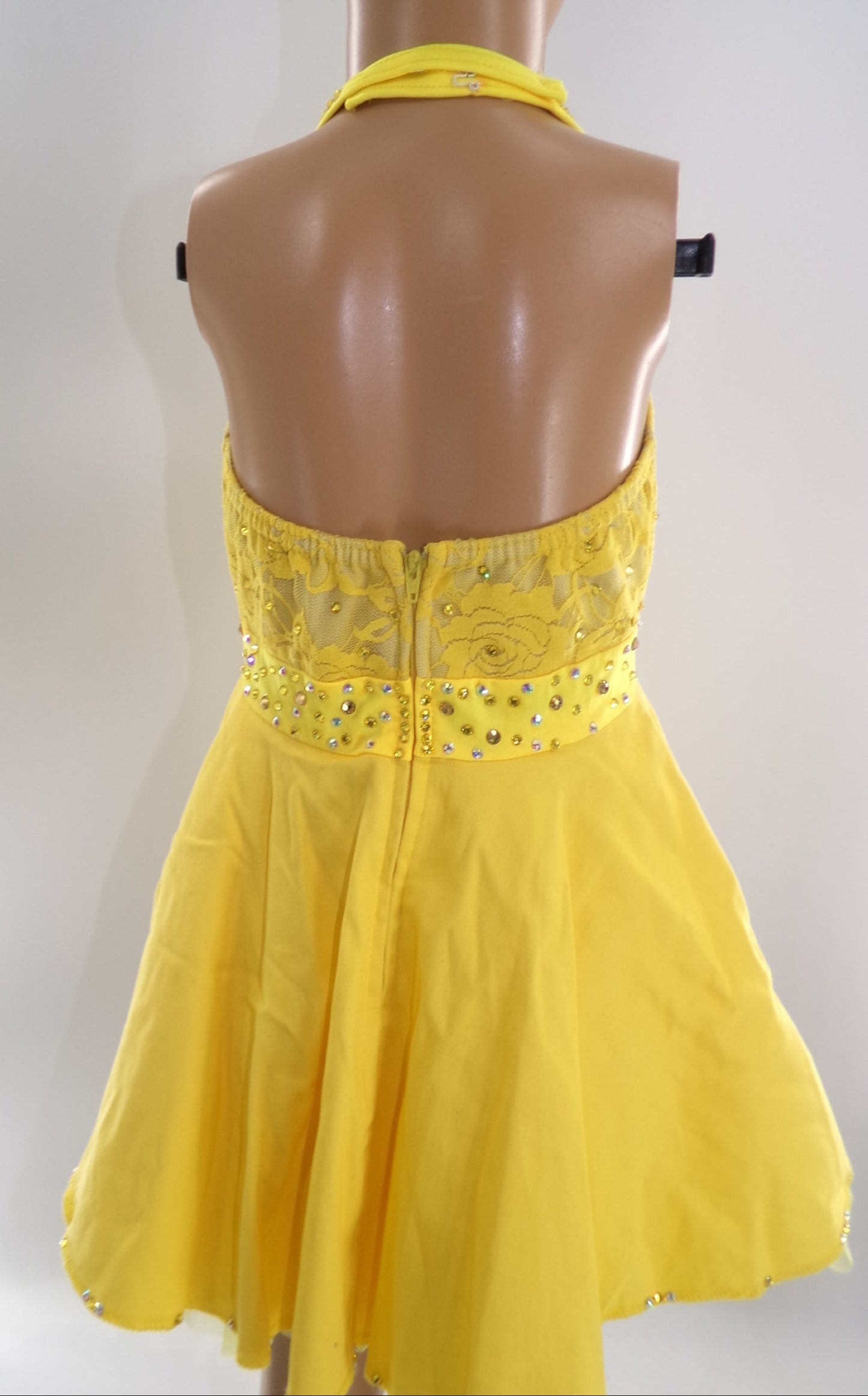 Pre-Owned Costume Small Child Yellow Kelle Lace Dress Jazz Tap Musical Theater Lace Rhinestone Dress