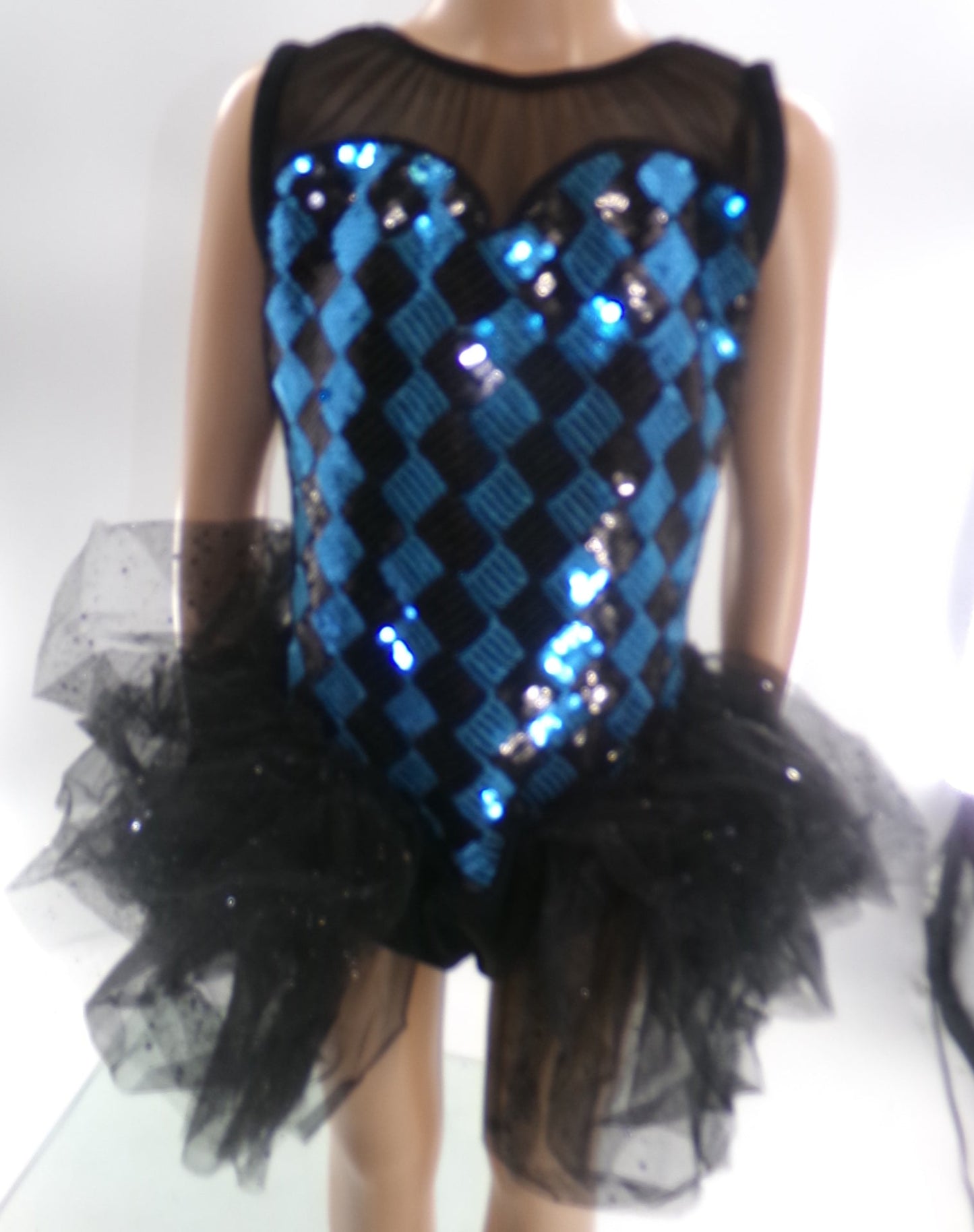 Pre-Owned Costume Medium Child Blue Weissman 6086 Jazz Tap Clogging Musical Theater Back Skirt Shorts