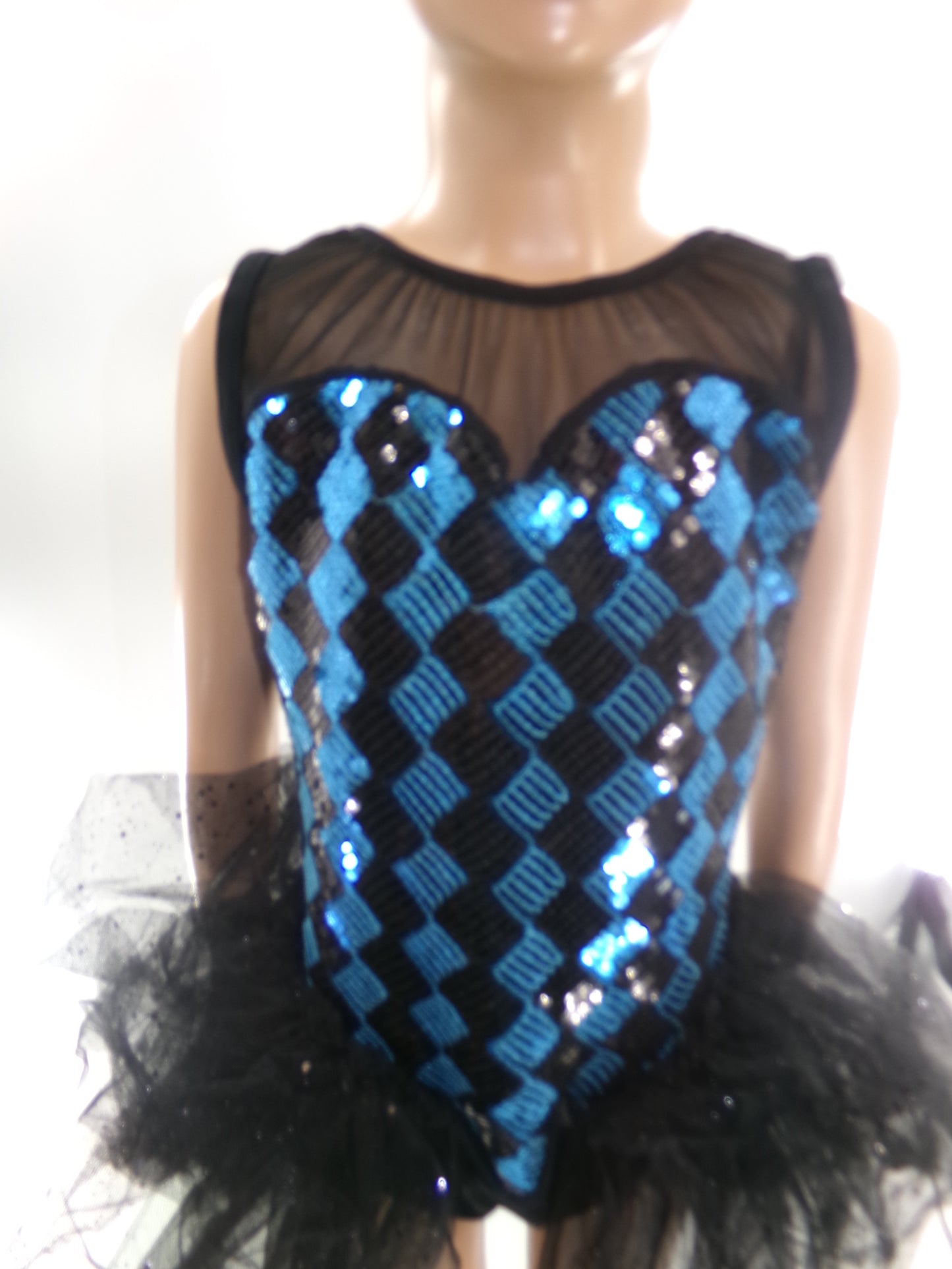 Pre-Owned Costume Medium Child Blue Weissman 6086 Jazz Tap Clogging Musical Theater Back Skirt Shorts