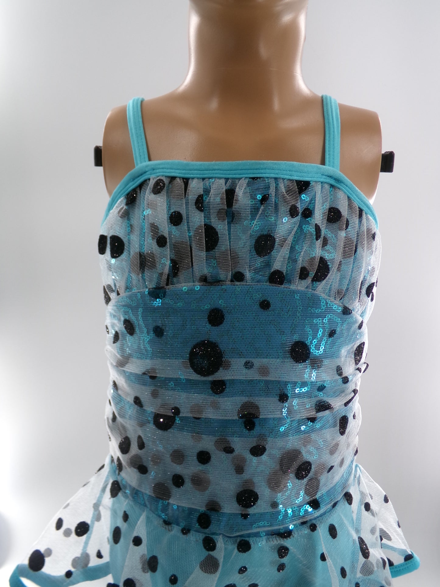 Pre-Owned Costume Small Child Blue Curtain Call E425 Jazz Tap Clogging Polka Dots Sequin