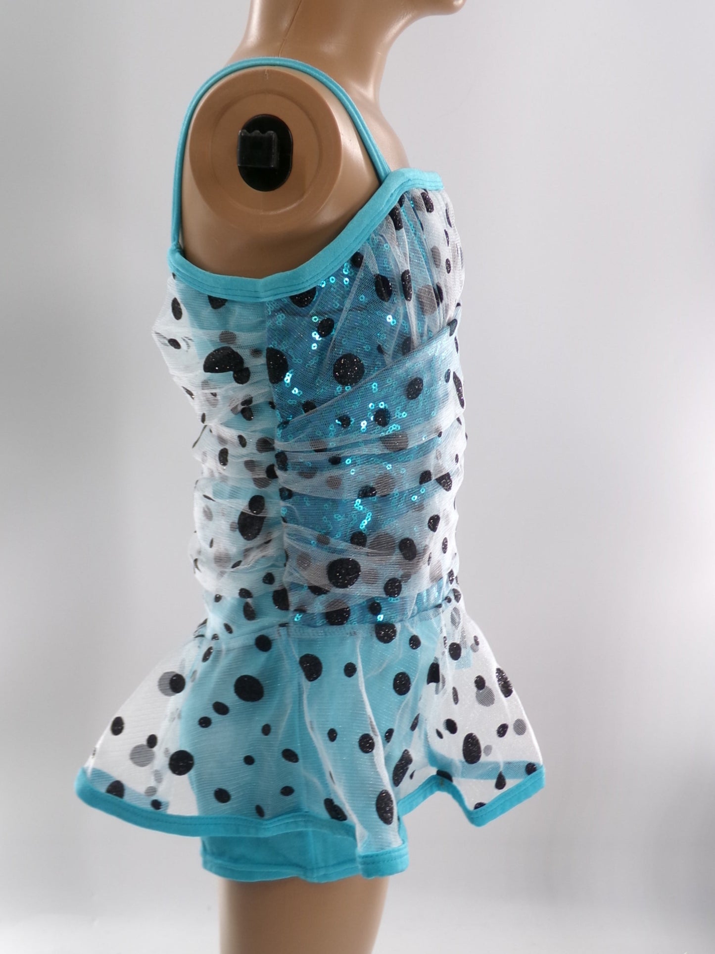 Pre-Owned Costume Small Child Blue Curtain Call E425 Jazz Tap Clogging Polka Dots Sequin