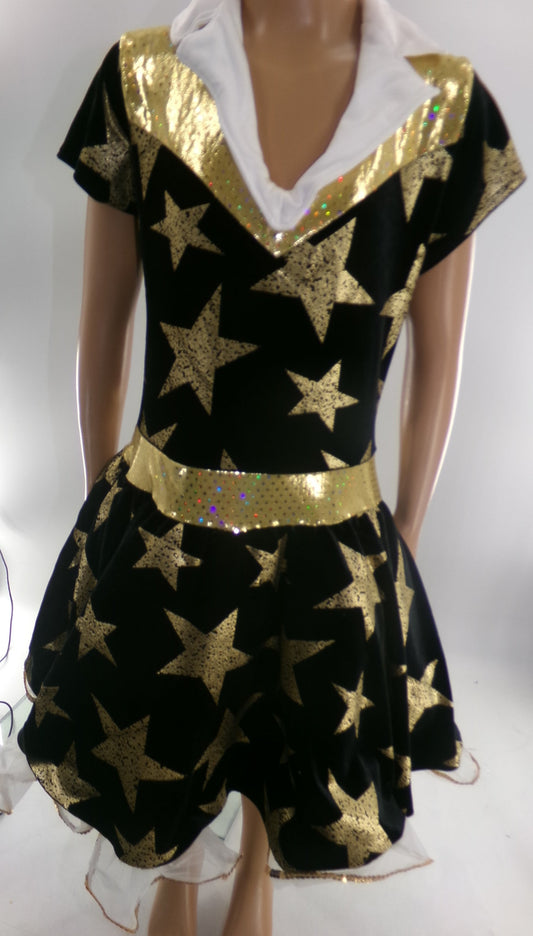 Pre-Owned Costume Large Child Gold A Wish Come True Tap Jazz Clogging Musical Theater Stars Dress Western