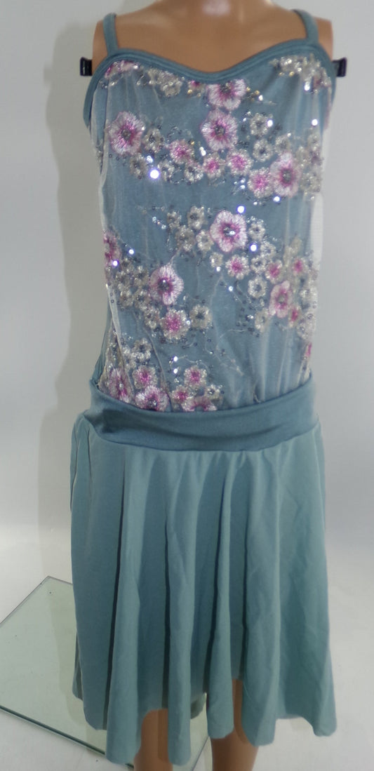 Pre-Owned Costume Medium Adult Green Curtain Call E1584 Lyrical Ballet Contemporary Floral Tutu