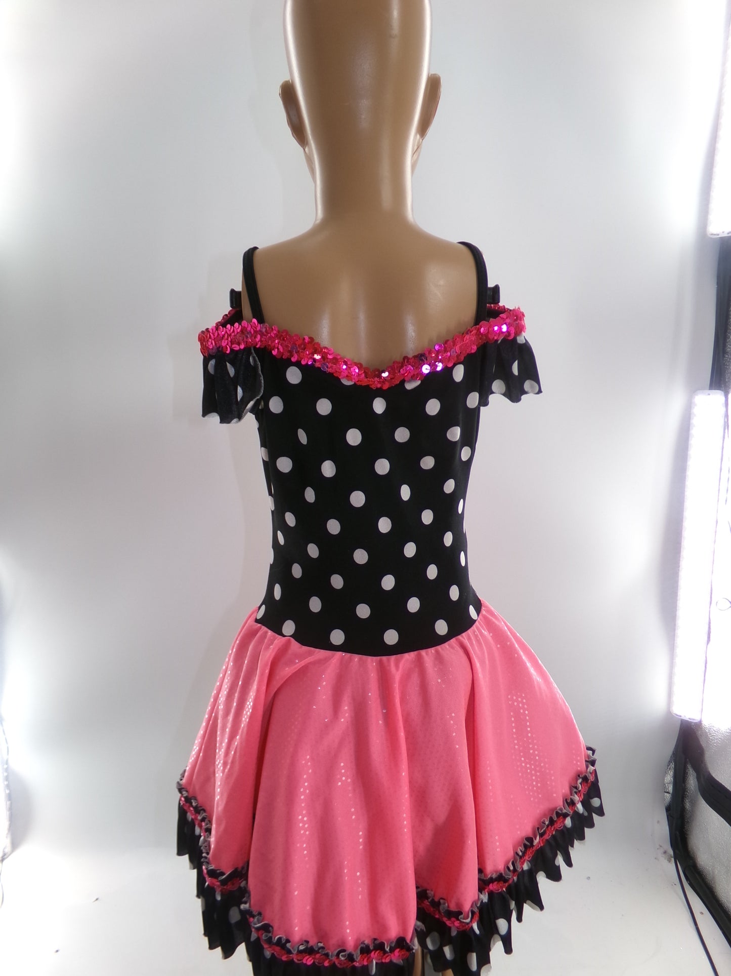 Pre-Owned Costume Medium Child Pink Curtain Call E090 Jazz Tap Musical Theater Polka Dots Dress 50s