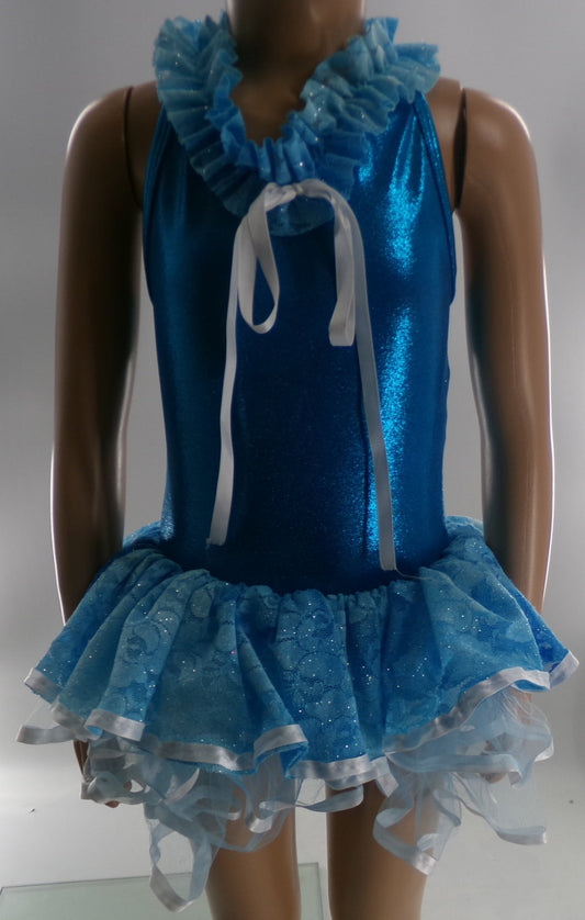 Pre-Owned Costume Small Child Blue Curtain Call Ballet Tap Musical Theater Lace Ruffles