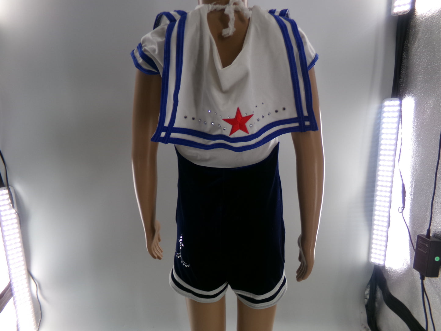 Pre-Owned Costume Medium Child Blue Curtain Call J3669 Jazz Tap Musical Theater USA Sailor Romper