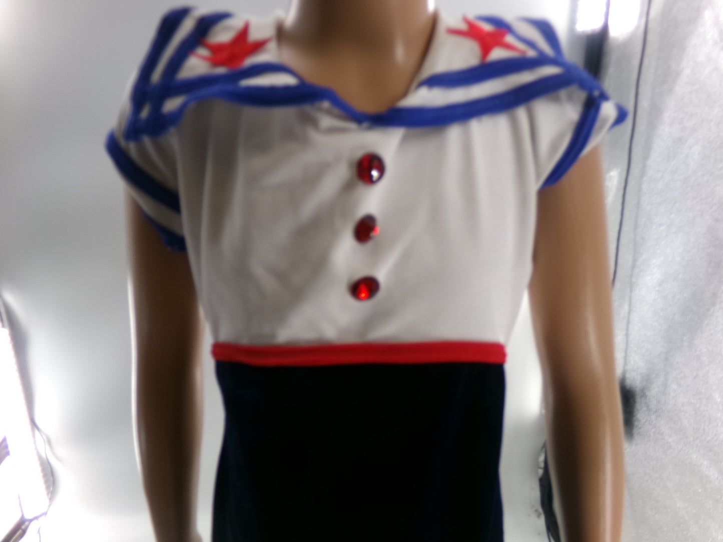 Pre-Owned Costume Medium Child Blue Curtain Call J3669 Jazz Tap Musical Theater USA Sailor Romper