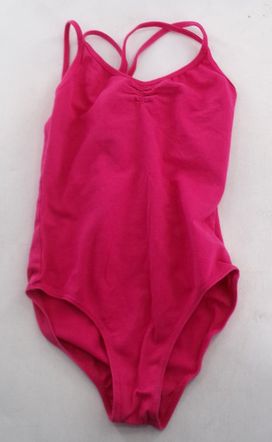 Pre-Owned Leotard XL Child Dark Pink Crossing Back Straps Cotton