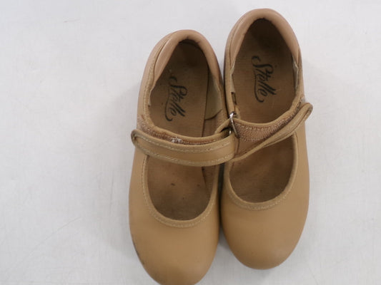 Pre-Owned Dance Tap Shoes Stelle Youth 13M Mary Jane easy Strap Tan