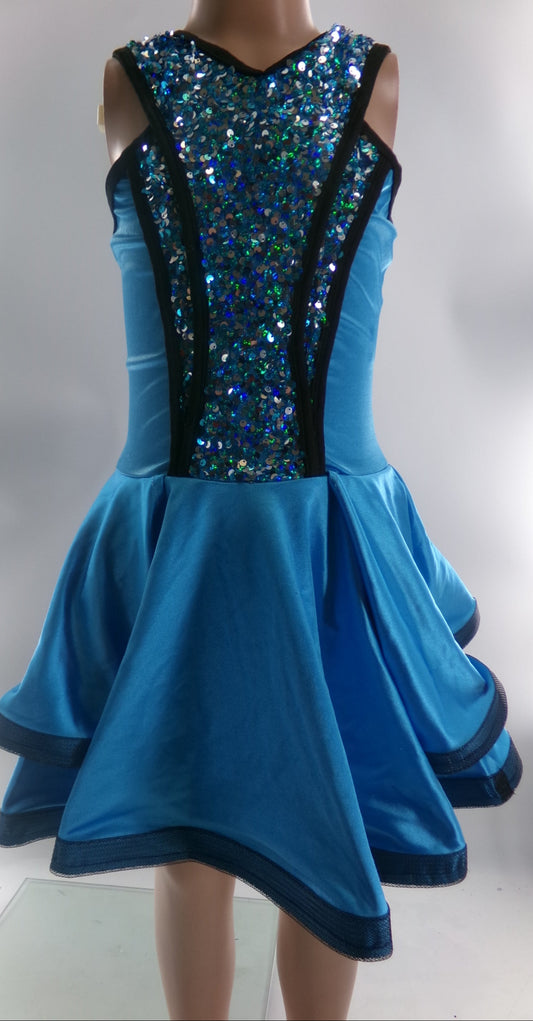 Pre-Owned Costume Large Child Blue Revolution RC22863 Tap Jazz Clogging Musical Theater Dress Sequin