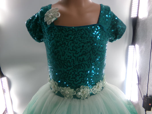 Pre-Owned Costume Small Child Green Curtain Call E1962 Ballet Tap Pageant Tutu Sequin Ombre