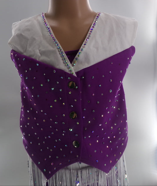 Pre-Owned Costume Large Child Purple Weissman 17451 Tap Jazz Clogging Western 2 pc Fringe Sequin