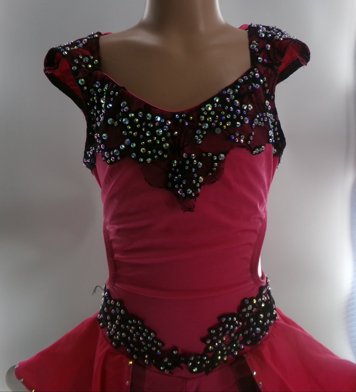 Pre-Owned Costume Small Adult Pink Kelle Jazz Tap Musical Theater Rhinestones Dress Lace