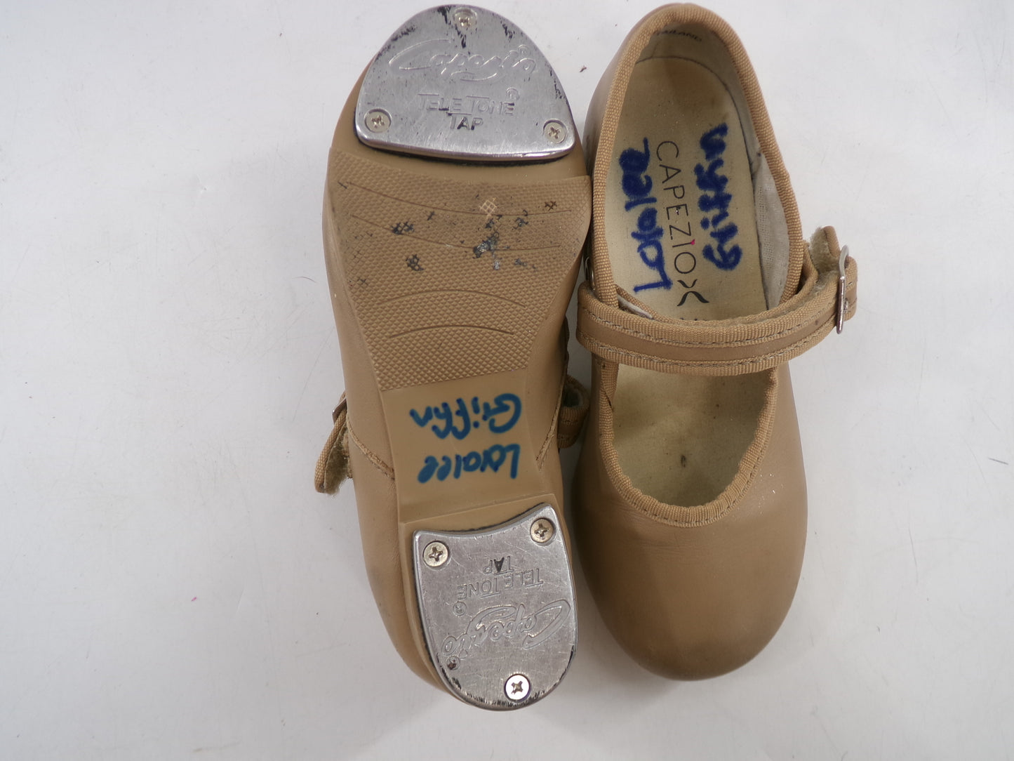 Pre-Owned Tap Shoes Capezio Toddler 11 Jane Leather Easy Strap Tan
