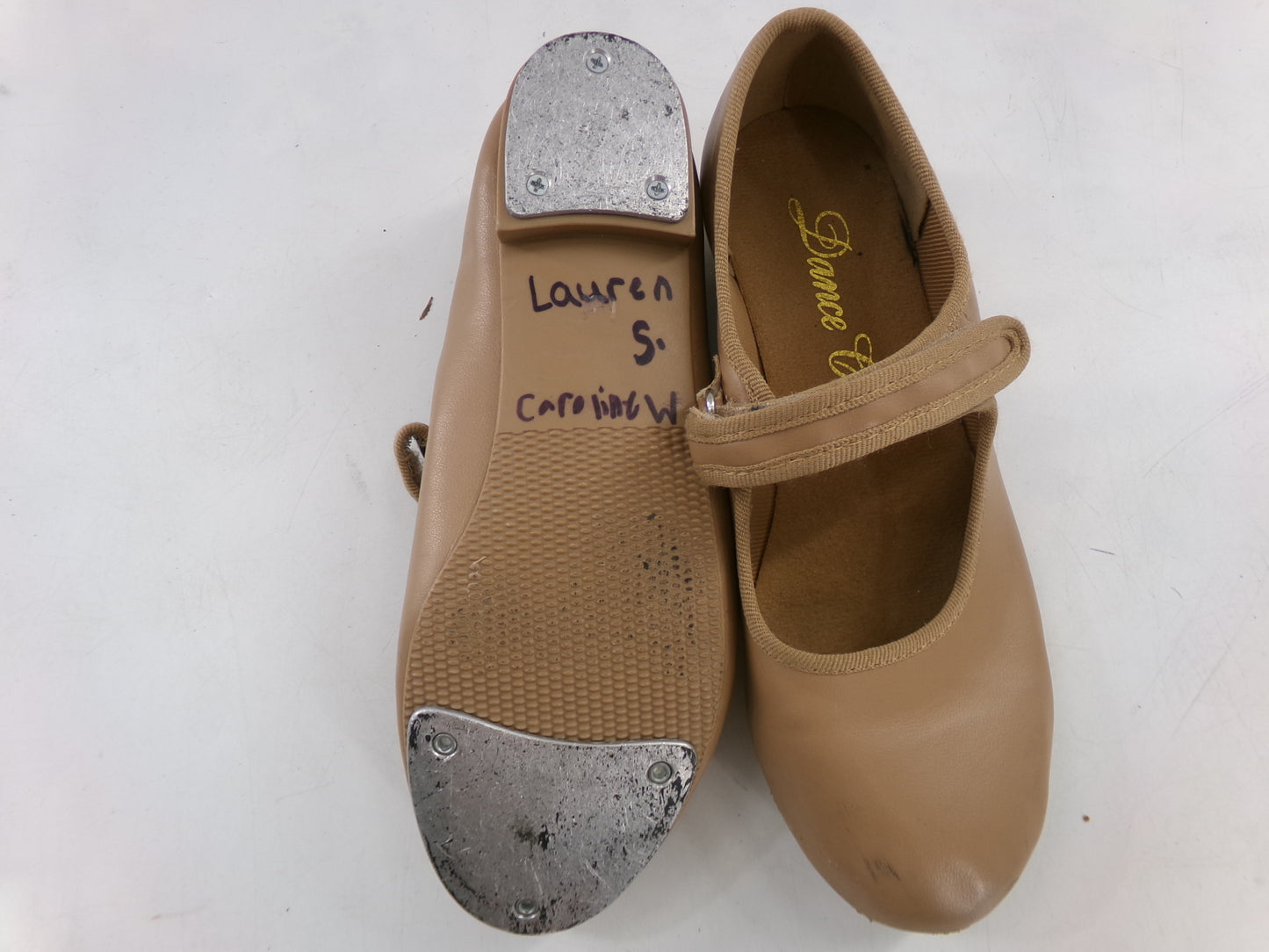 Pre-Owned Tap Shoes Dance Class Women 2M Tan Mary Jane Easy Strap