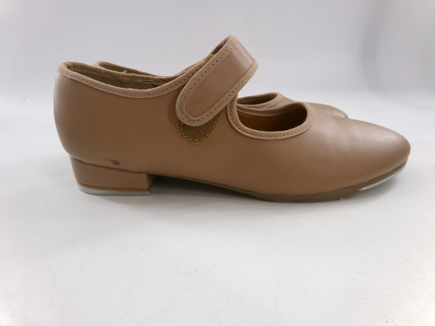 Pre-Owned Tap Shoes Youth 5 Tan Mary Jane Leather Loop Strap