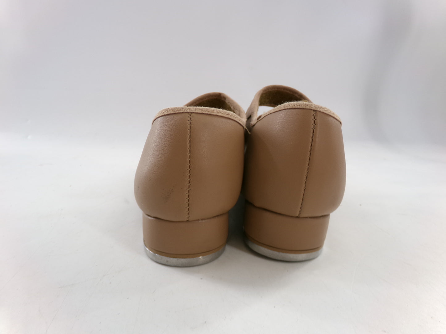 Pre-Owned Tap Shoes Youth 5 Tan Mary Jane Leather Loop Strap