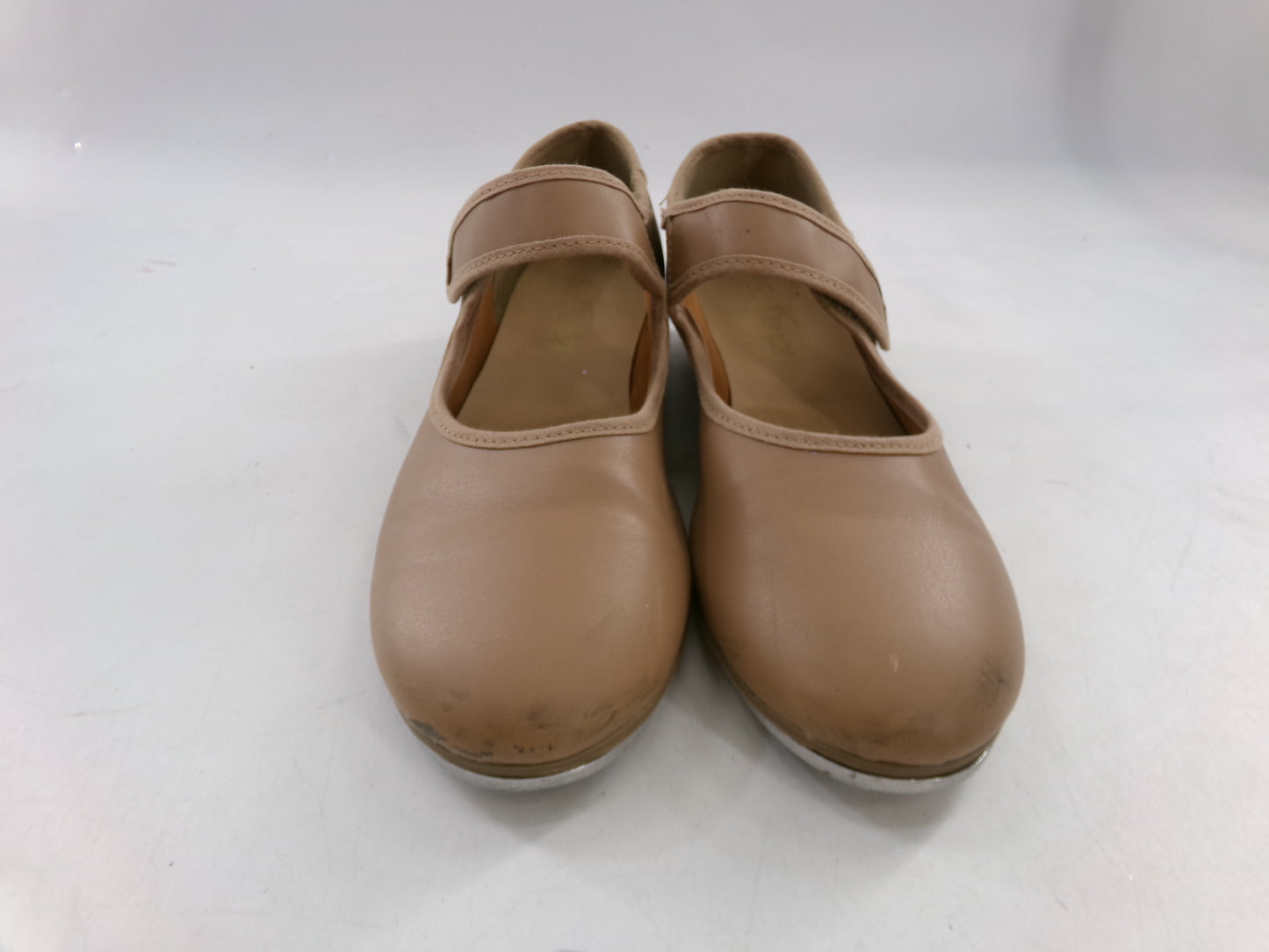 Pre-Owned Tap Shoes Youth 5 Tan Mary Jane Leather Loop Strap