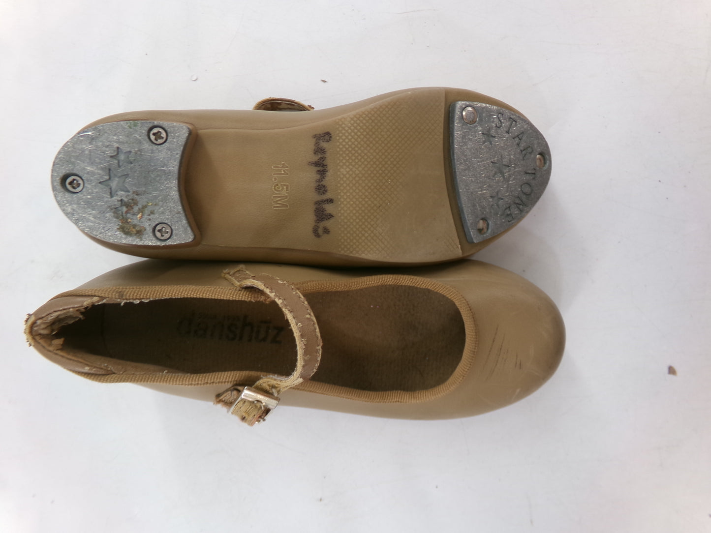 Pre-Owned Tan Tap Shoes Danshuz 752 Girls Mary Jane Buckle