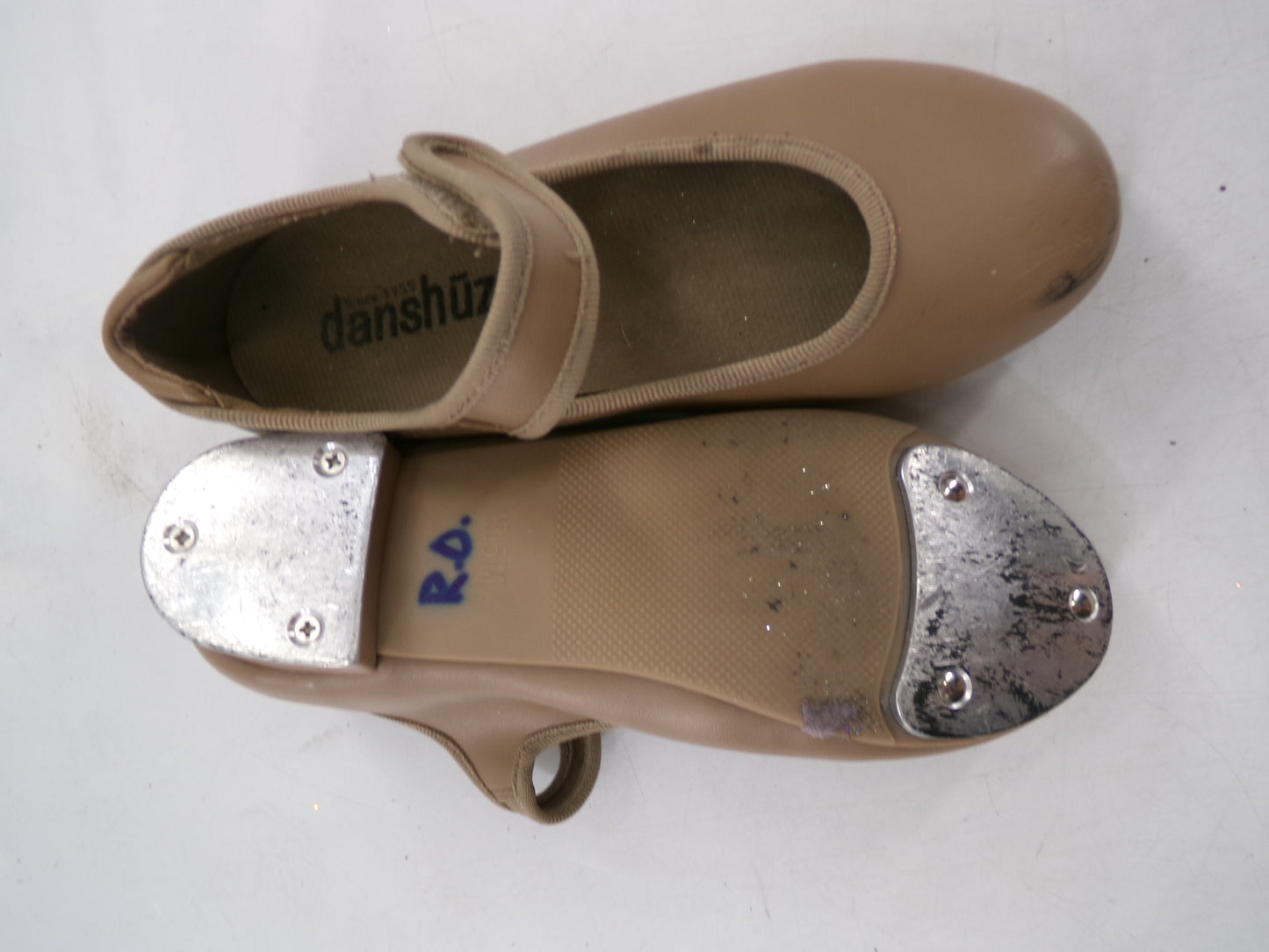 Pre-Owned Tap Shoes Danshuz 534 Toddler 13.5M Tan Mary Jane Easy Strap