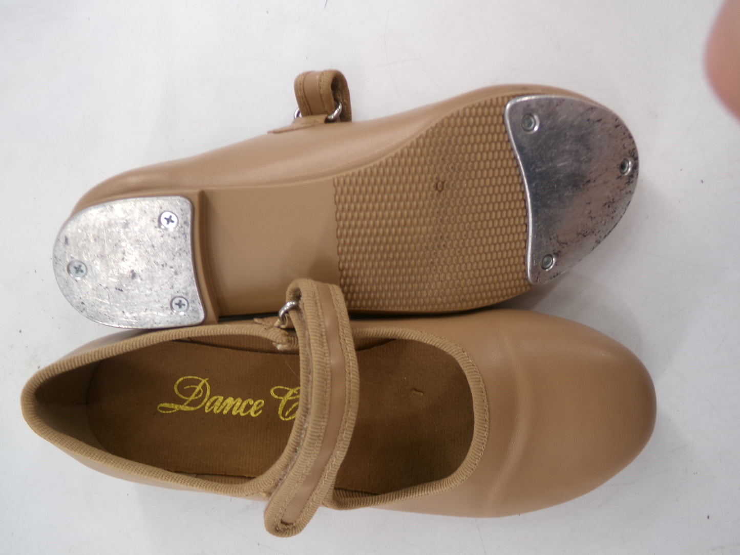 Pre-Owned Tan Tap Shoes Dance Class Big Kid 13.5M Mary Jane Leather Student