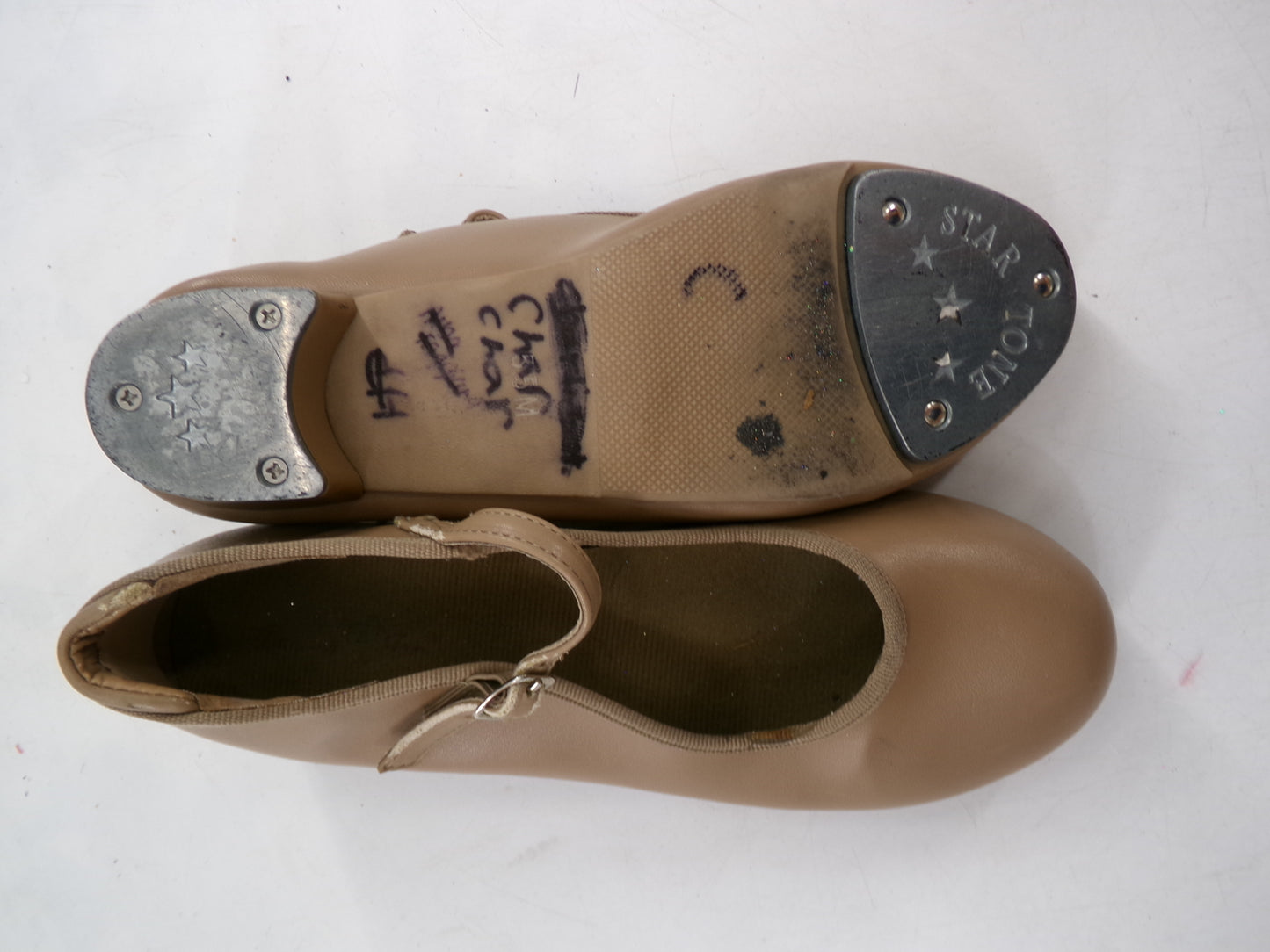 Pre-Owned Tap Shoes Dancing Fair Youth 5.5M Mary Jane Leather Buckle Tan