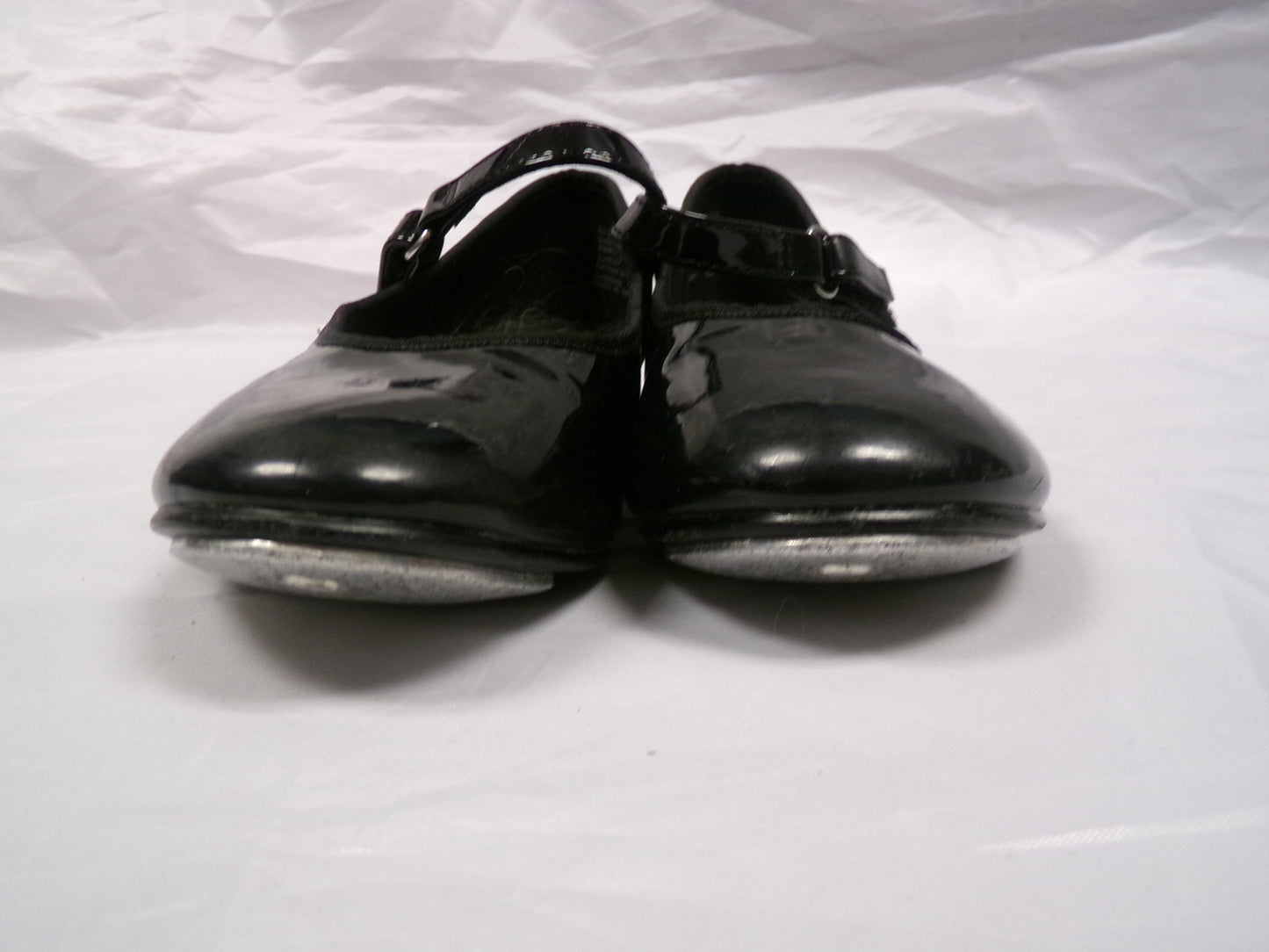 Pre-Owned Tan Tap Shoes ABT Kids 10.5 Mary Jane Patent Leather Loop Strap No Buckle Student