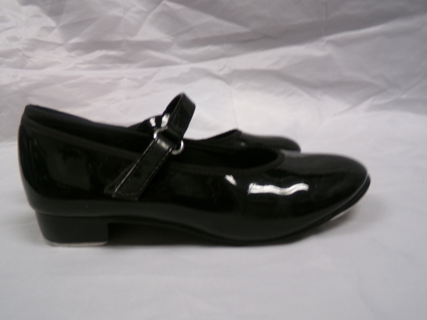 Pre-Owned Tan Tap Shoes ABT Kids 10.5 Mary Jane Patent Leather Loop Strap No Buckle Student