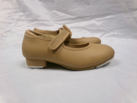 Pre-Owned Dance Tap Shoes Stelle Kids 13M Mary Jane easy Strap Tan