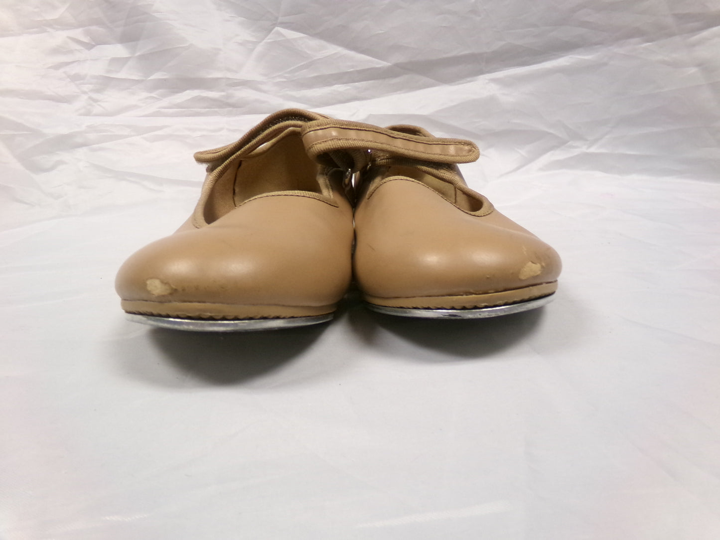 Pre-Owned Tap Shoes Dance Class Kids 2.5M Tan Mary Jane No Buckle